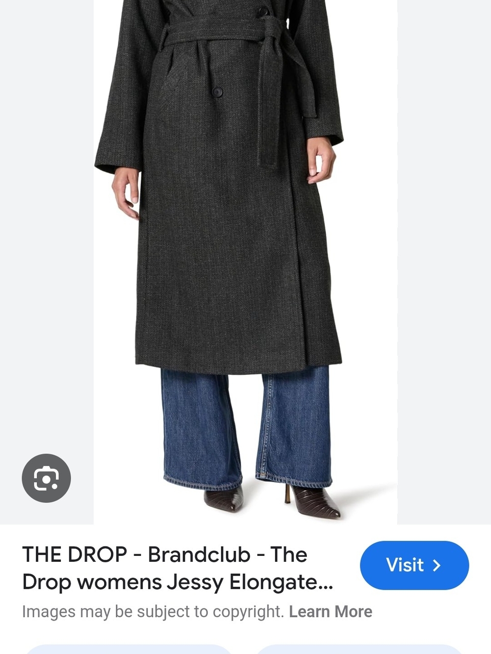 The Drop Jessy Long Belted Trench Coat in Charcoal